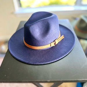 Lisianthus Men & Women Vintage Wide Brim Fedora Hat with Belt Buckle
